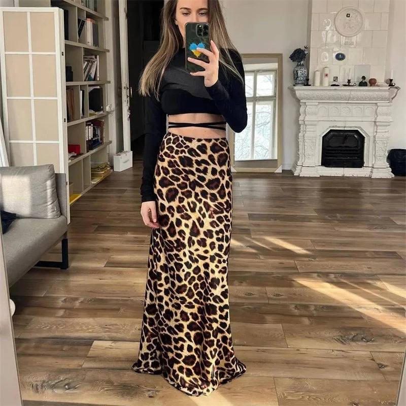 Leopard Print High Skirt