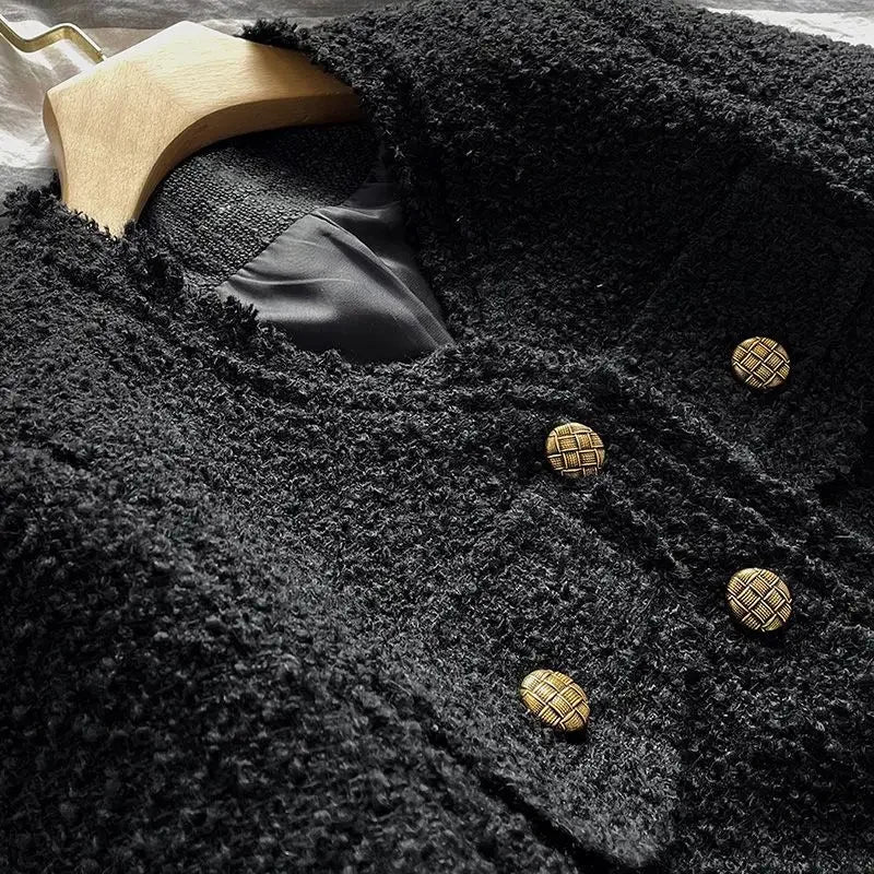 Blacktweed Style Cropped Long Sleeve Crew Neck Jacket