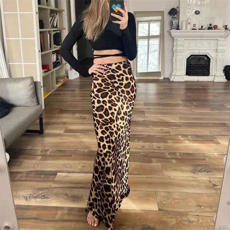 Leopard Print High Skirt