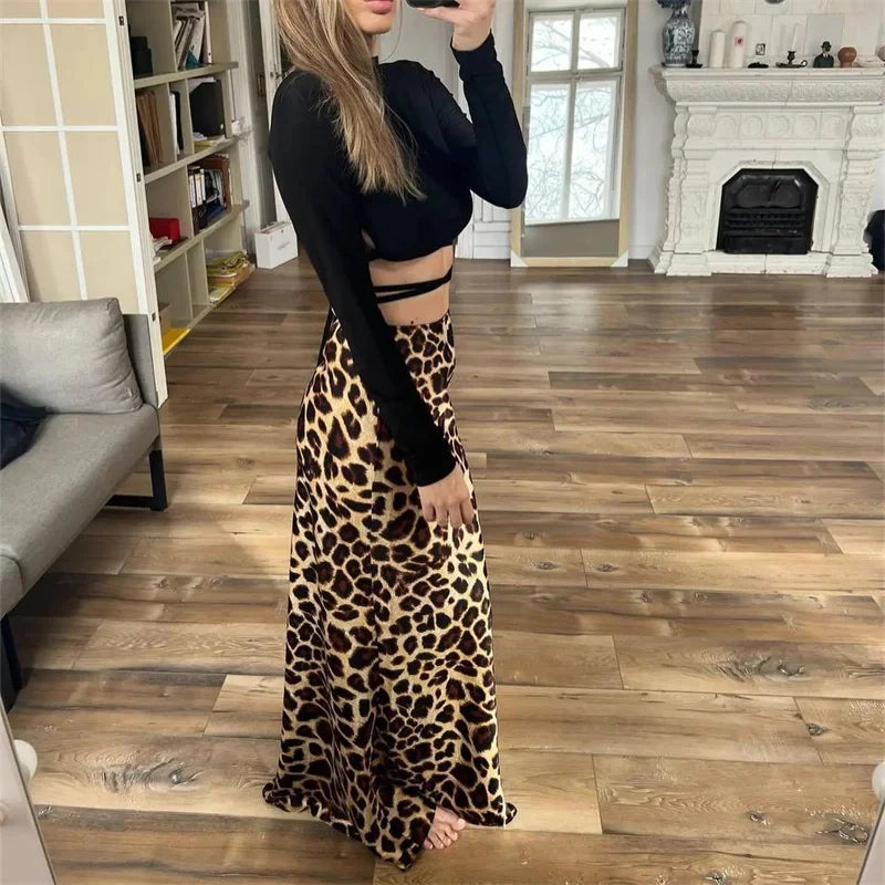 Leopard Print High Skirt